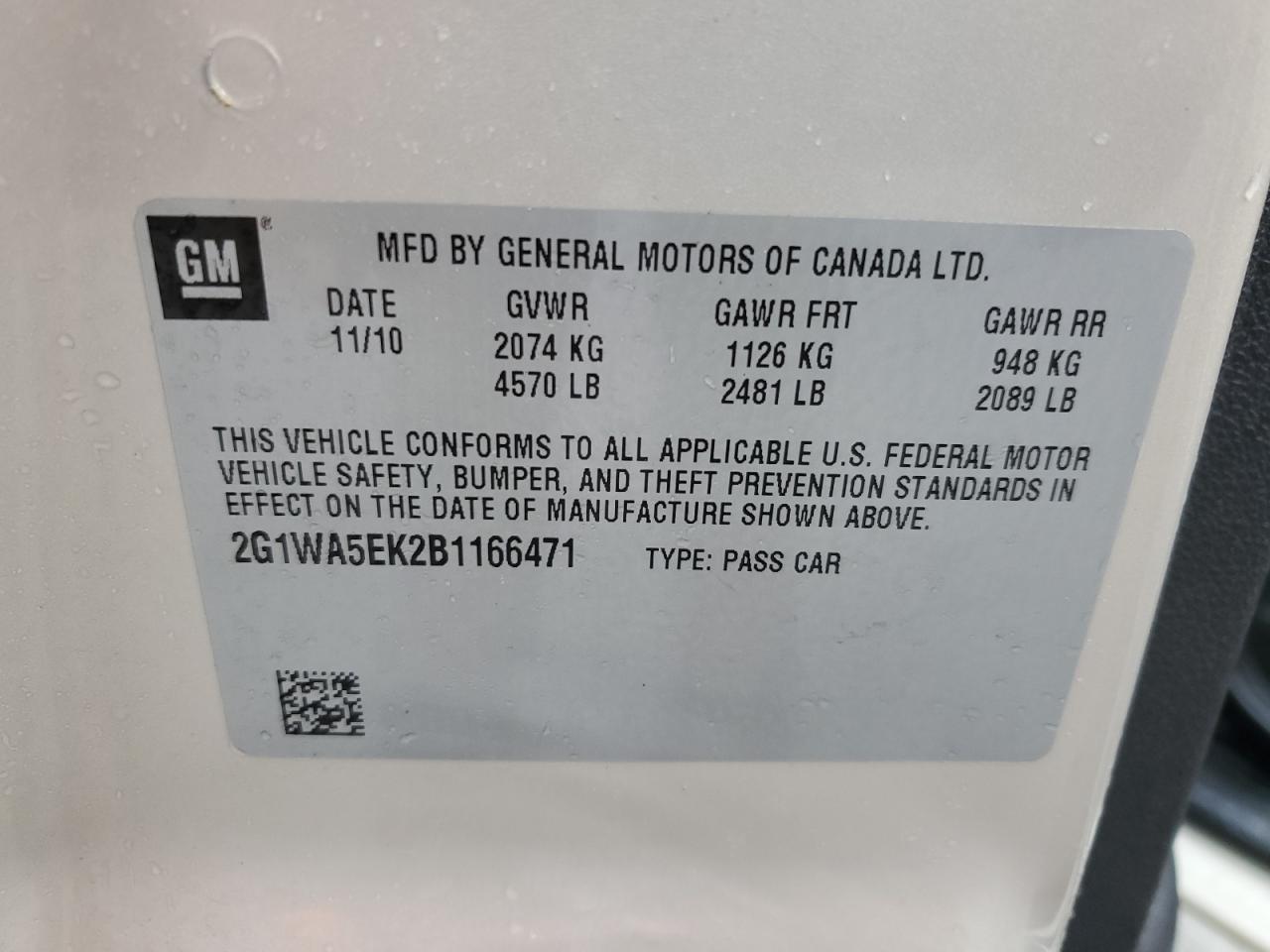 2011 Chev Impala Ls VIN: 2G1WA5EK2B1166471 Lot: 81721815