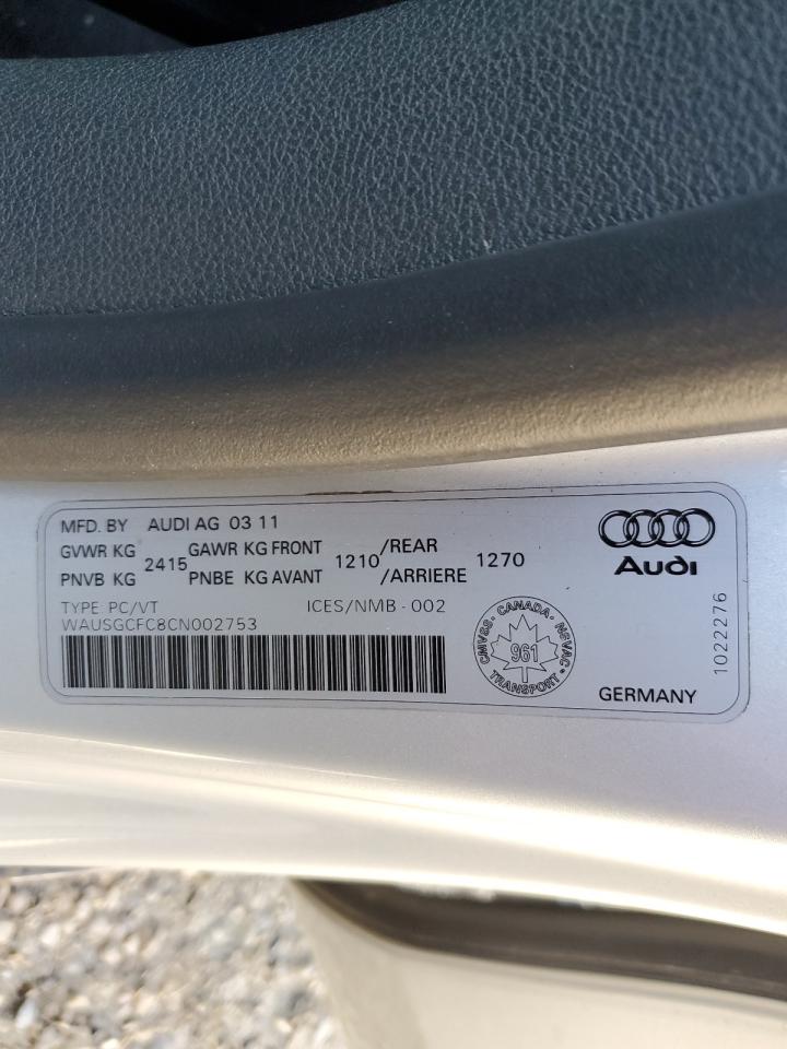 2012 Audi A7 Prestige VIN: WAUSGCFC8CN002753 Lot: 81123975