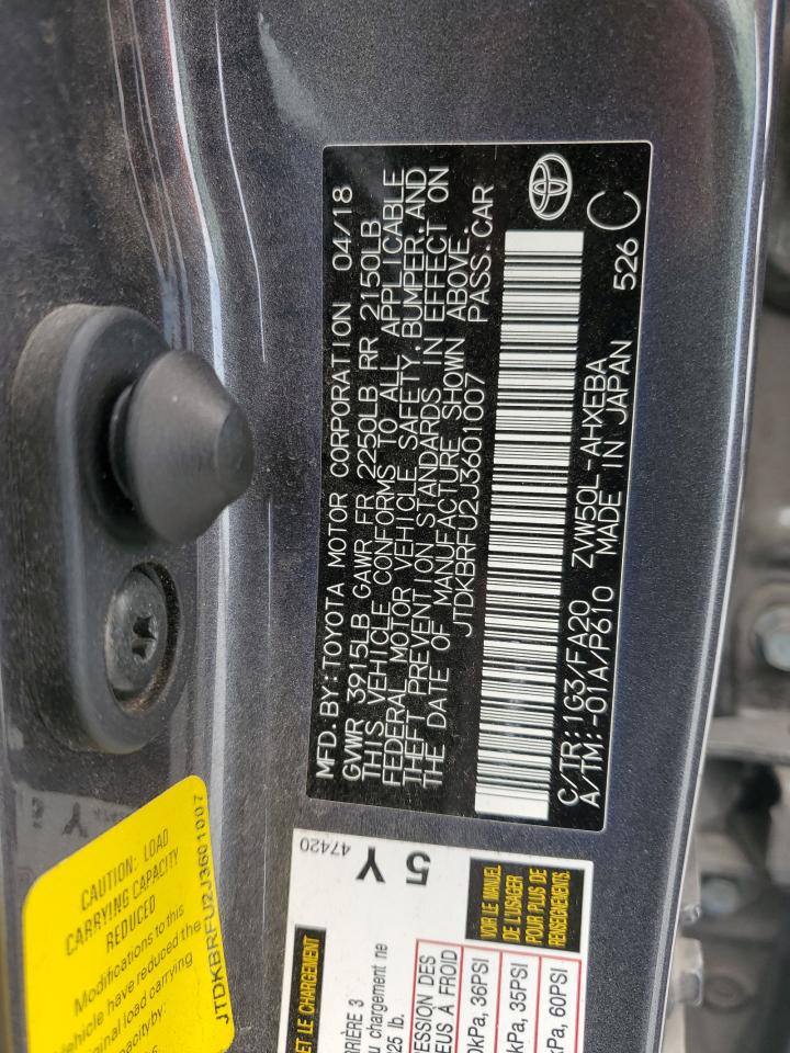 2018 Toyota Prius VIN: JTDKBRFU2J3601007 Lot: 71639455