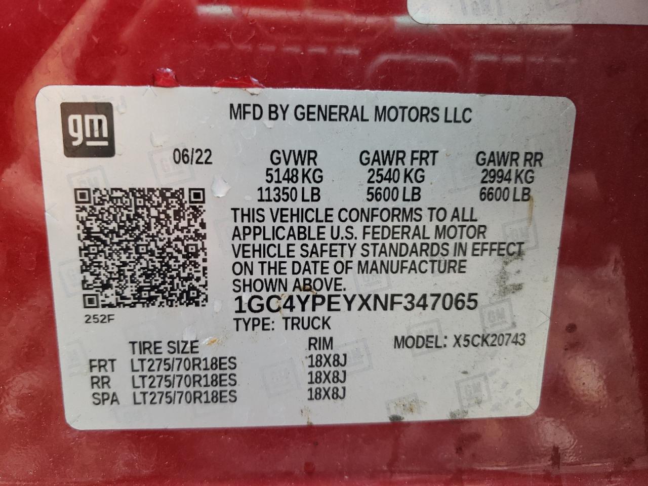 2022 Chevrolet Silverado K2500 Heavy Duty Ltz VIN: 1GC4YPEYXNF347065 Lot: 71638855