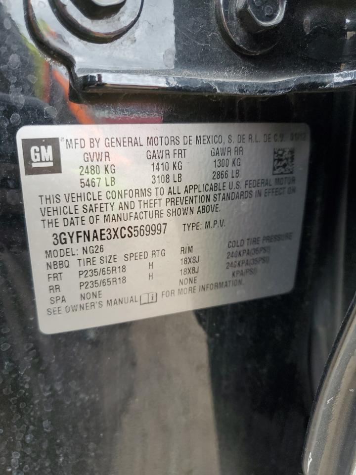 2012 Cadillac Srx Luxury Collection VIN: 3GYFNAE3XCS569997 Lot: 71556515