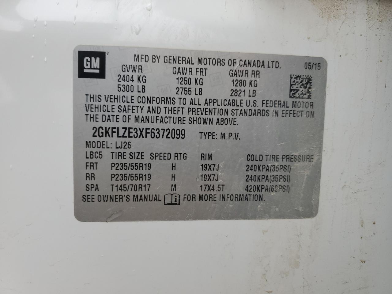 2015 GMC Terrain Denali VIN: 2GKFLZE3XF6372099 Lot: 81410915