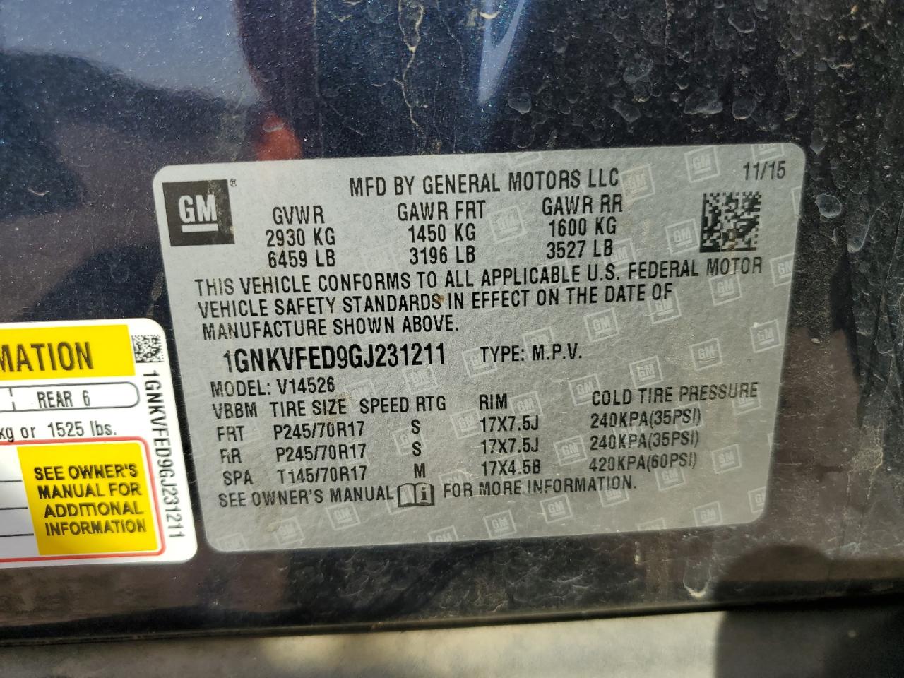 2016 Chevrolet Traverse Ls VIN: 1GNKVFED9GJ231211 Lot: 71056925
