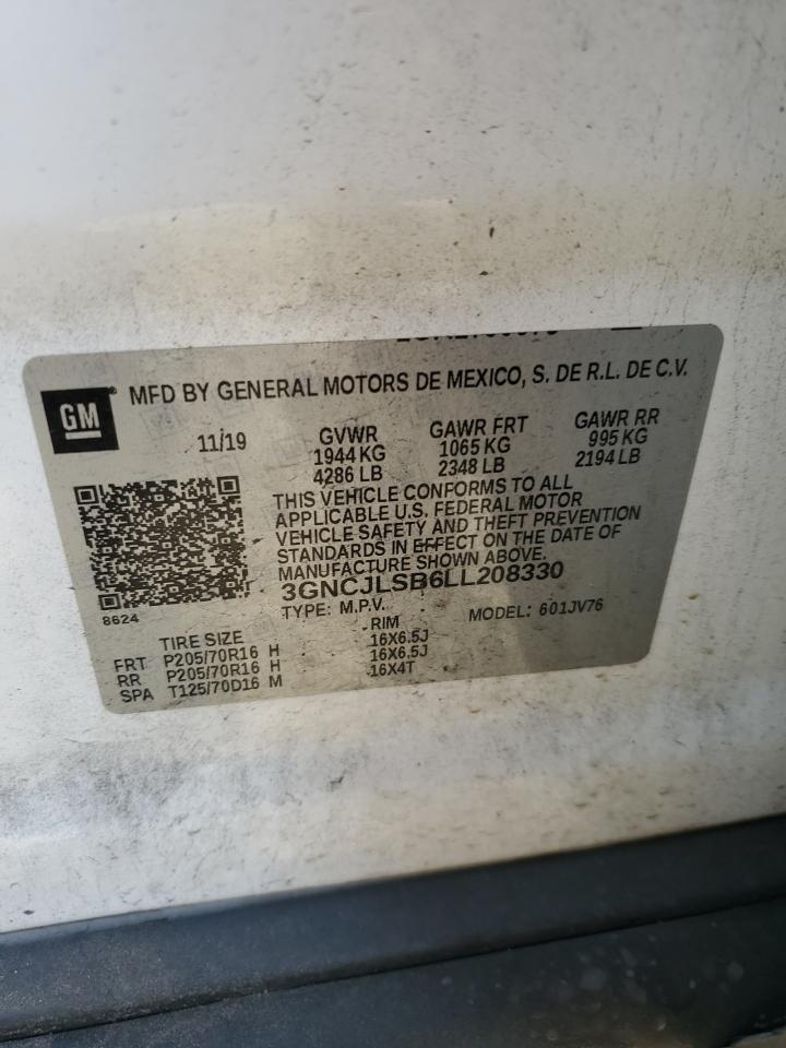 2020 Chevrolet Trax 1Lt VIN: 3GNCJLSB6LL208330 Lot: 81759195