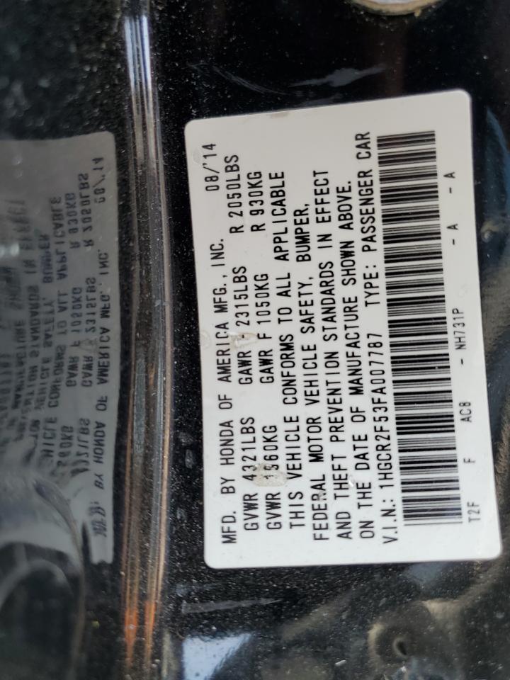 2015 Honda Accord Sport VIN: 1HGCR2F53FA007787 Lot: 81129955