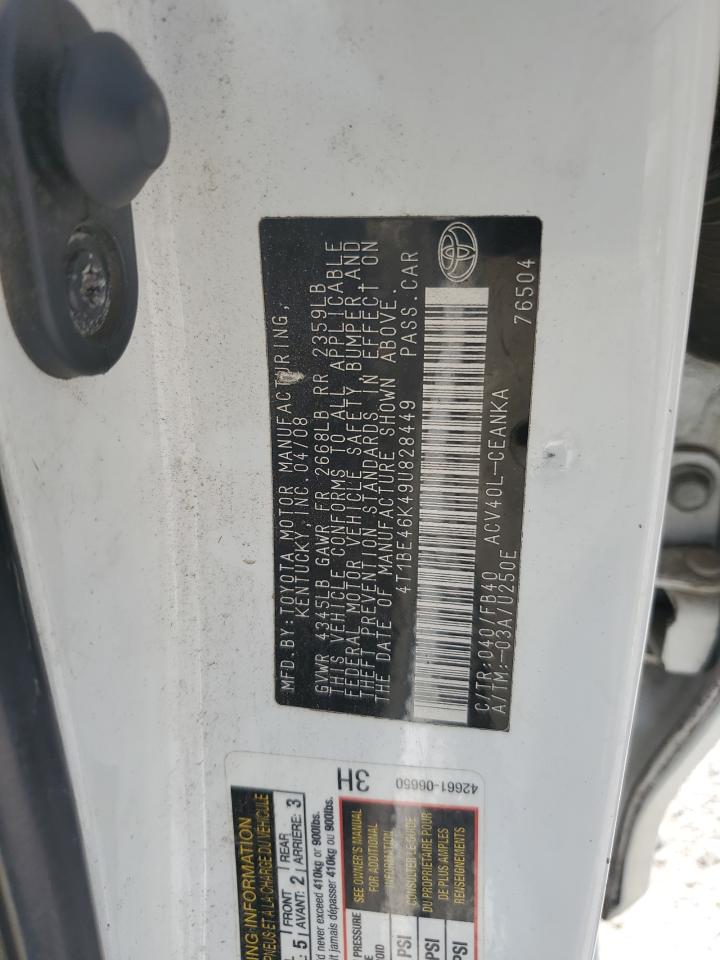 2009 Toyota Camry Base VIN: 4T1BE46K49U828449 Lot: 80101255