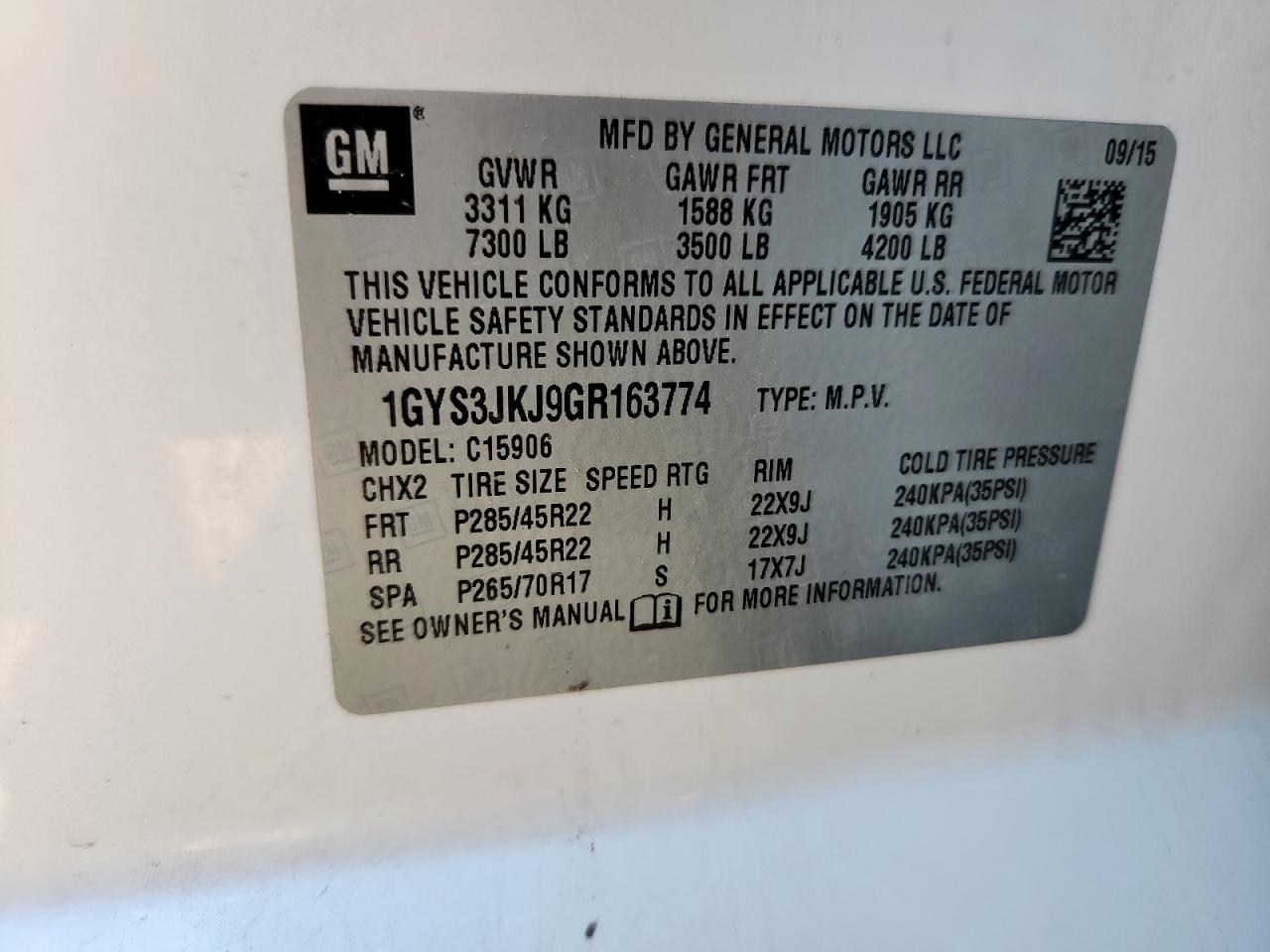 2016 Cadillac Escalade Esv Premium VIN: 1GYS3JKJ9GR163774 Lot: 71206735