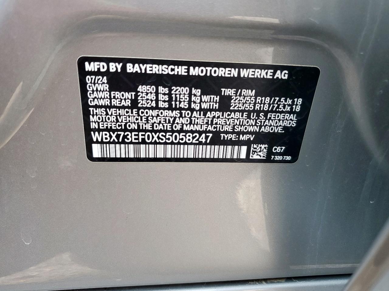 2025 BMW X1 xDrive28I VIN: WBX73EF0XS5058247 Lot: 71438645