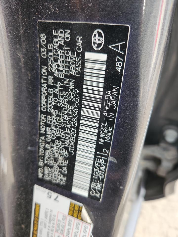 2008 Toyota Prius VIN: JTDKB20U283405529 Lot: 84282455