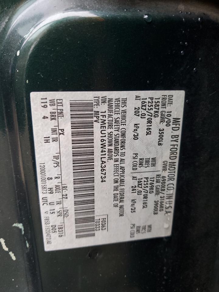 2001 Ford Expedition Xlt VIN: 1FMEU16W41LA36734 Lot: 70481035