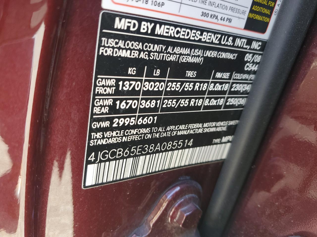 2008 Mercedes-Benz R 350 VIN: 4JGCB65E38A085514 Lot: 71817105