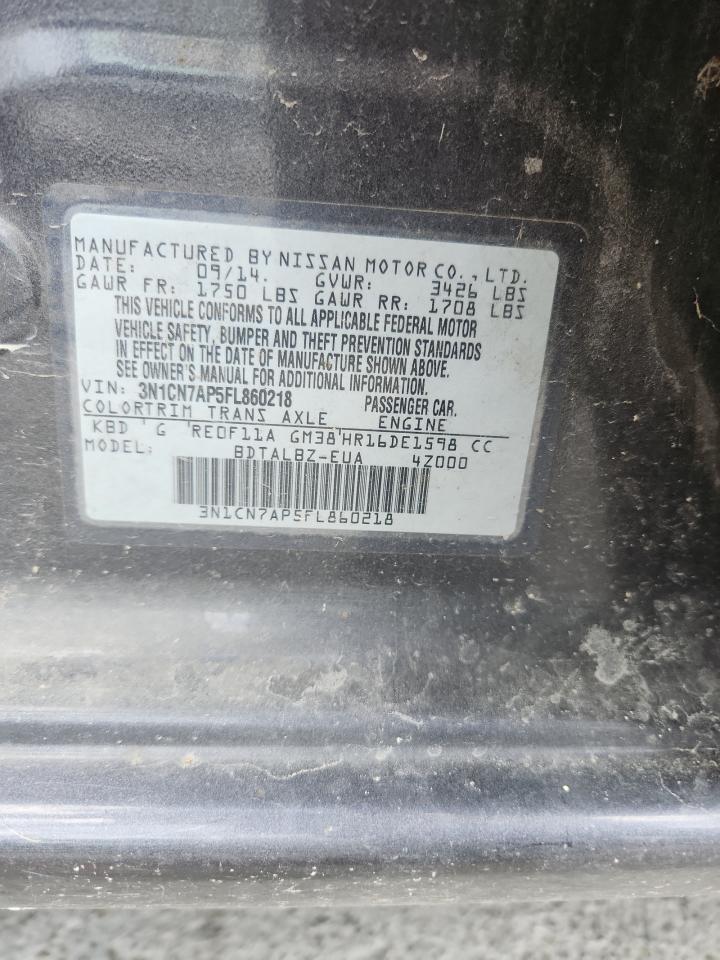 2015 Nissan Versa S VIN: 3N1CN7AP5FL860218 Lot: 71298235