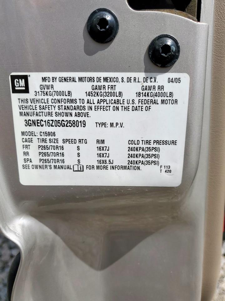 2005 Chevrolet Suburban C1500 VIN: 3GNEC16Z05G258019 Lot: 82112475