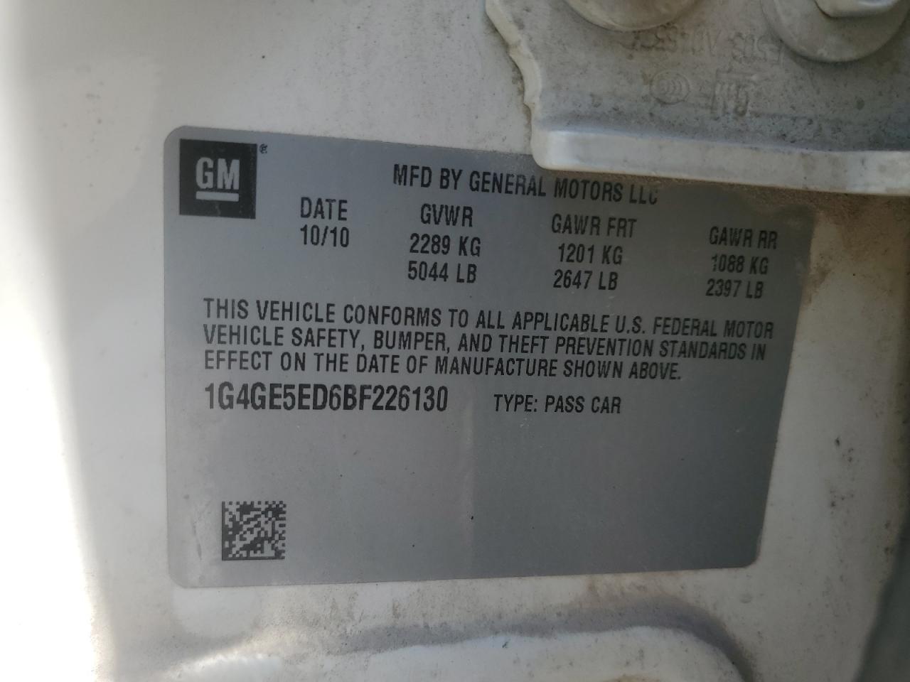 2011 Buick Lacrosse Cxs VIN: 1G4GE5ED6BF226130 Lot: 84208575