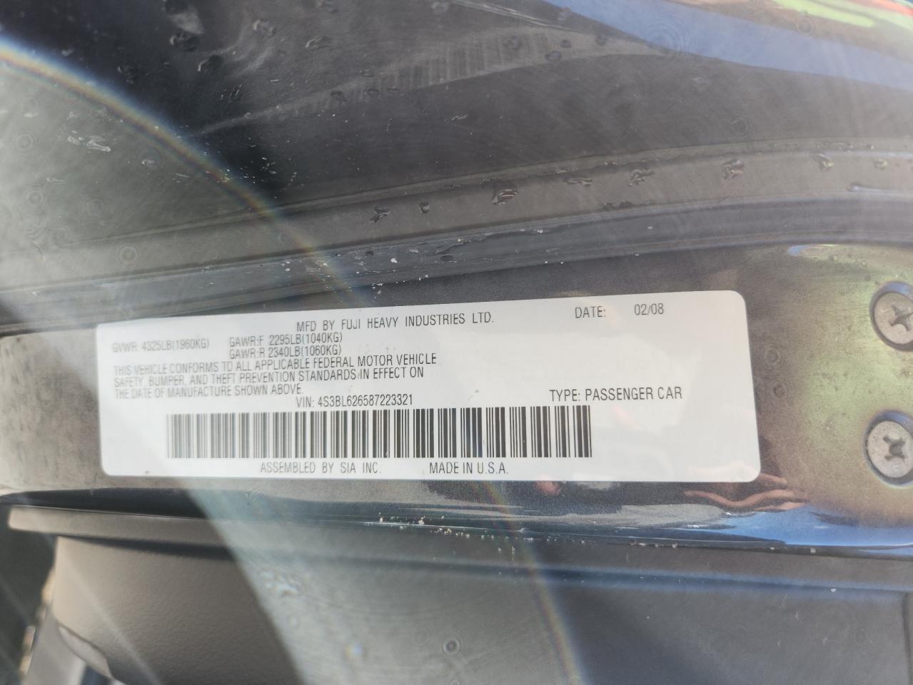 2008 Subaru Legacy 2.5I Limited VIN: 4S3BL626587223321 Lot: 84020055