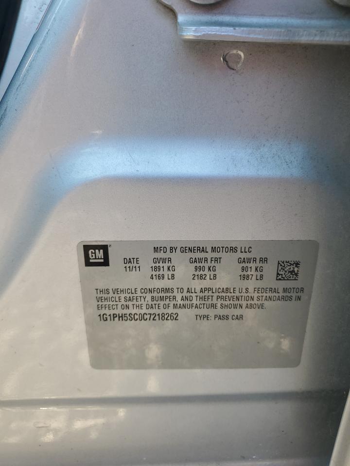 2012 Chevrolet Cruze Ltz VIN: 1G1PH5SC0C721826X Lot: 81342345