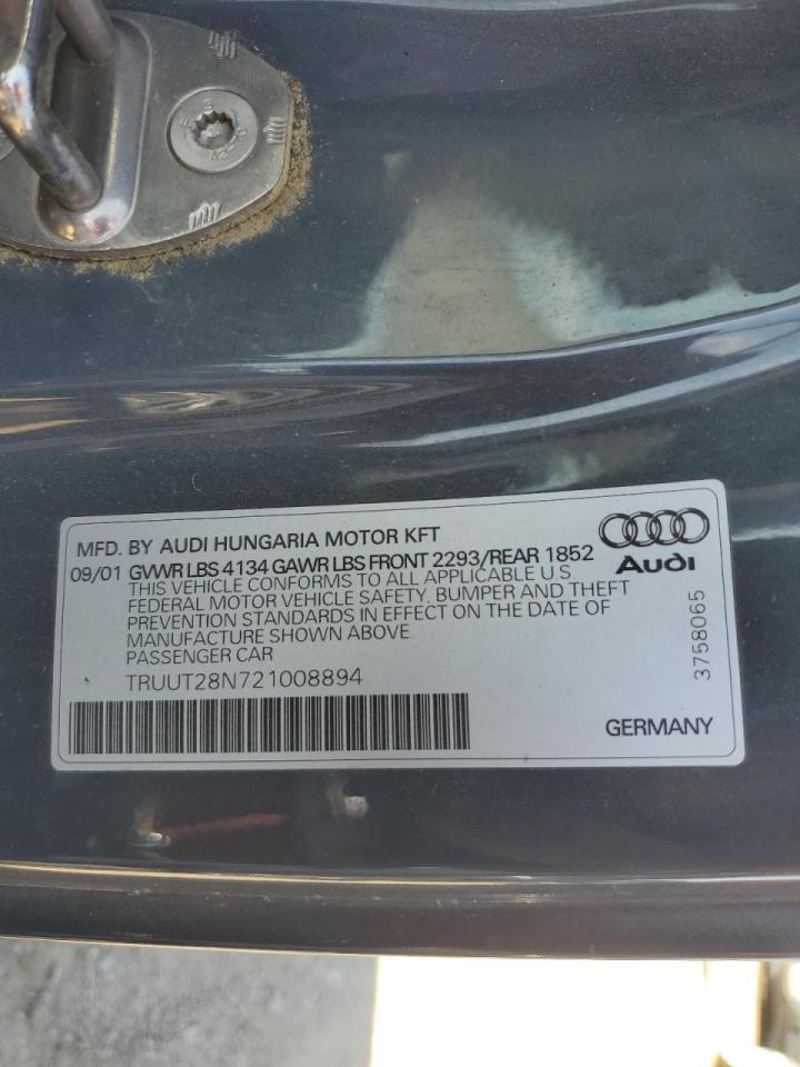 2002 Audi Tt Quattro VIN: TRUUT28N721008894 Lot: 80303315