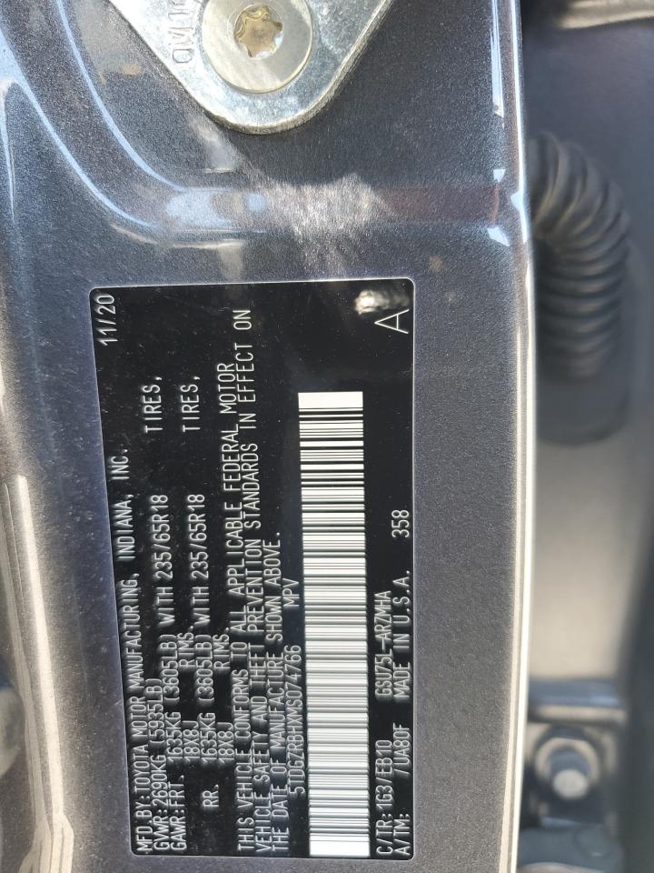 2021 Toyota Highlander Xle VIN: 5TDGZRBHXMS074766 Lot: 71087355