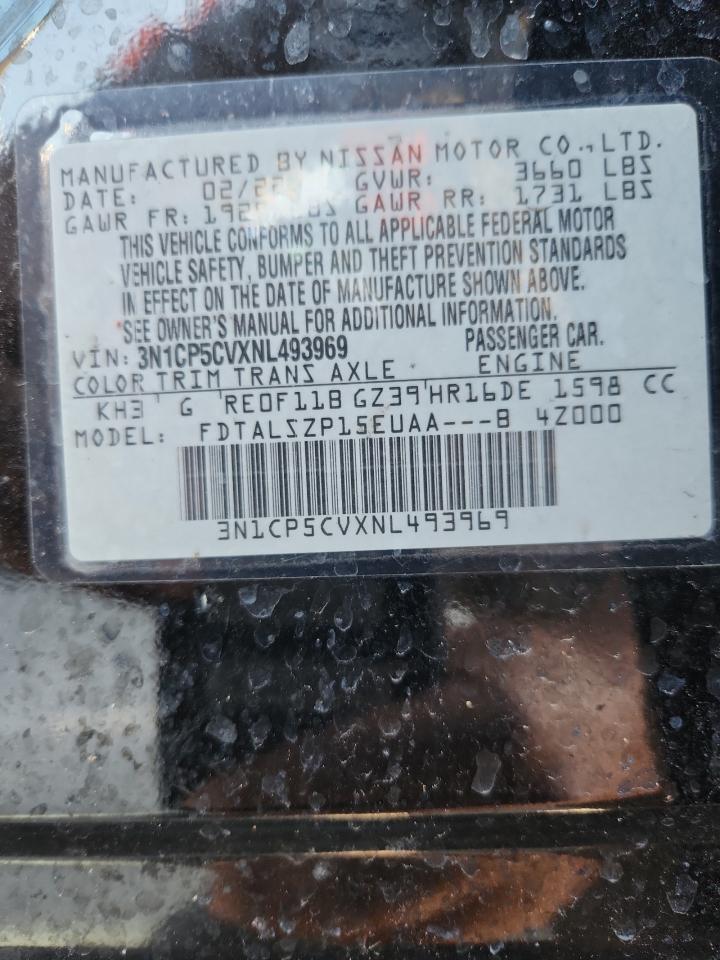 2022 Nissan Kicks Sv VIN: 3N1CP5CVXNL493969 Lot: 71545695