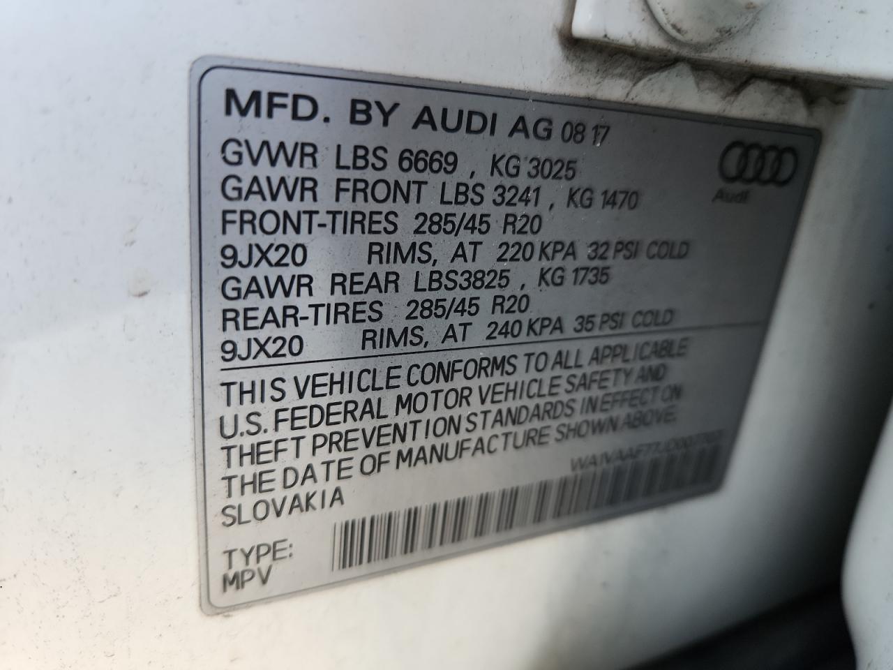 2018 Audi Q7 Prestige VIN: WA1VAAF77JD007707 Lot: 71513975