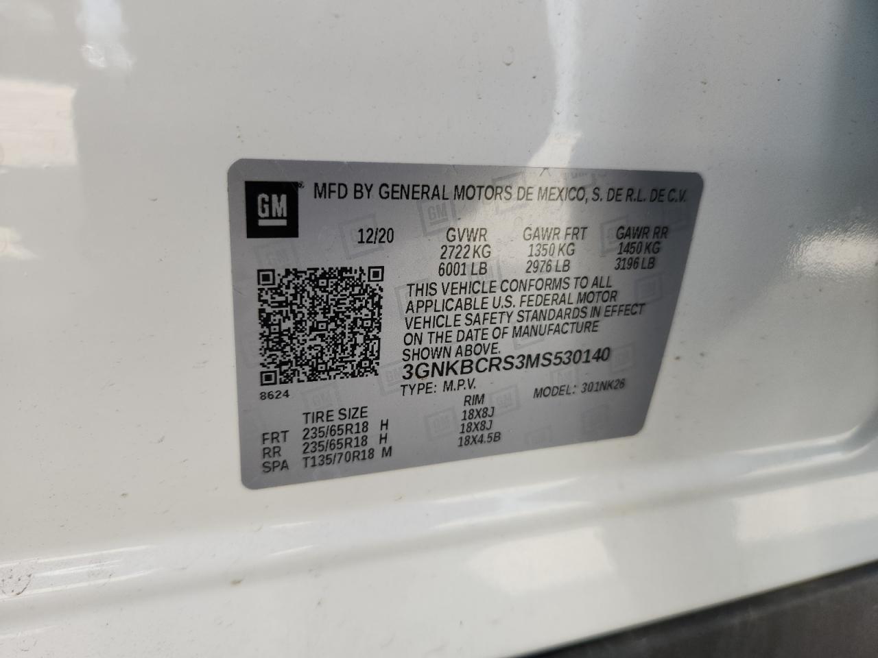 2021 Chevrolet Blazer 2Lt VIN: 3GNKBCRS3MS530140 Lot: 81298325