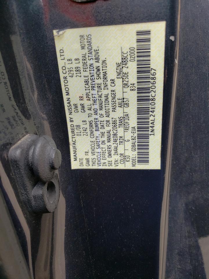2008 Nissan Altima 2.5S VIN: 1N4AL24E08C206867 Lot: 70564685
