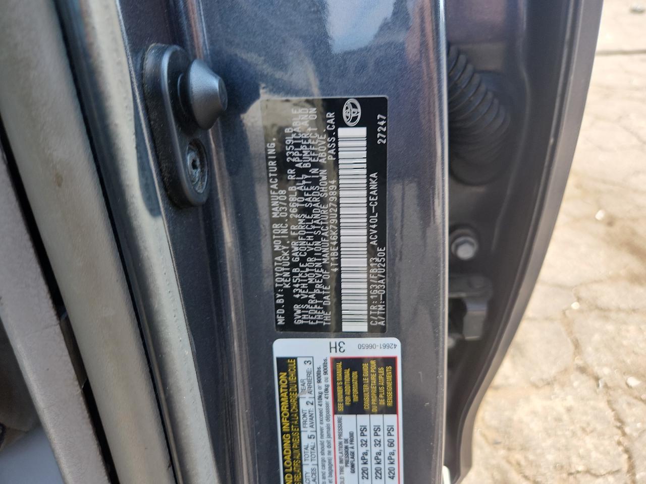 2009 Toyota Camry Base VIN: 4T1BE46K79U279894 Lot: 80516745