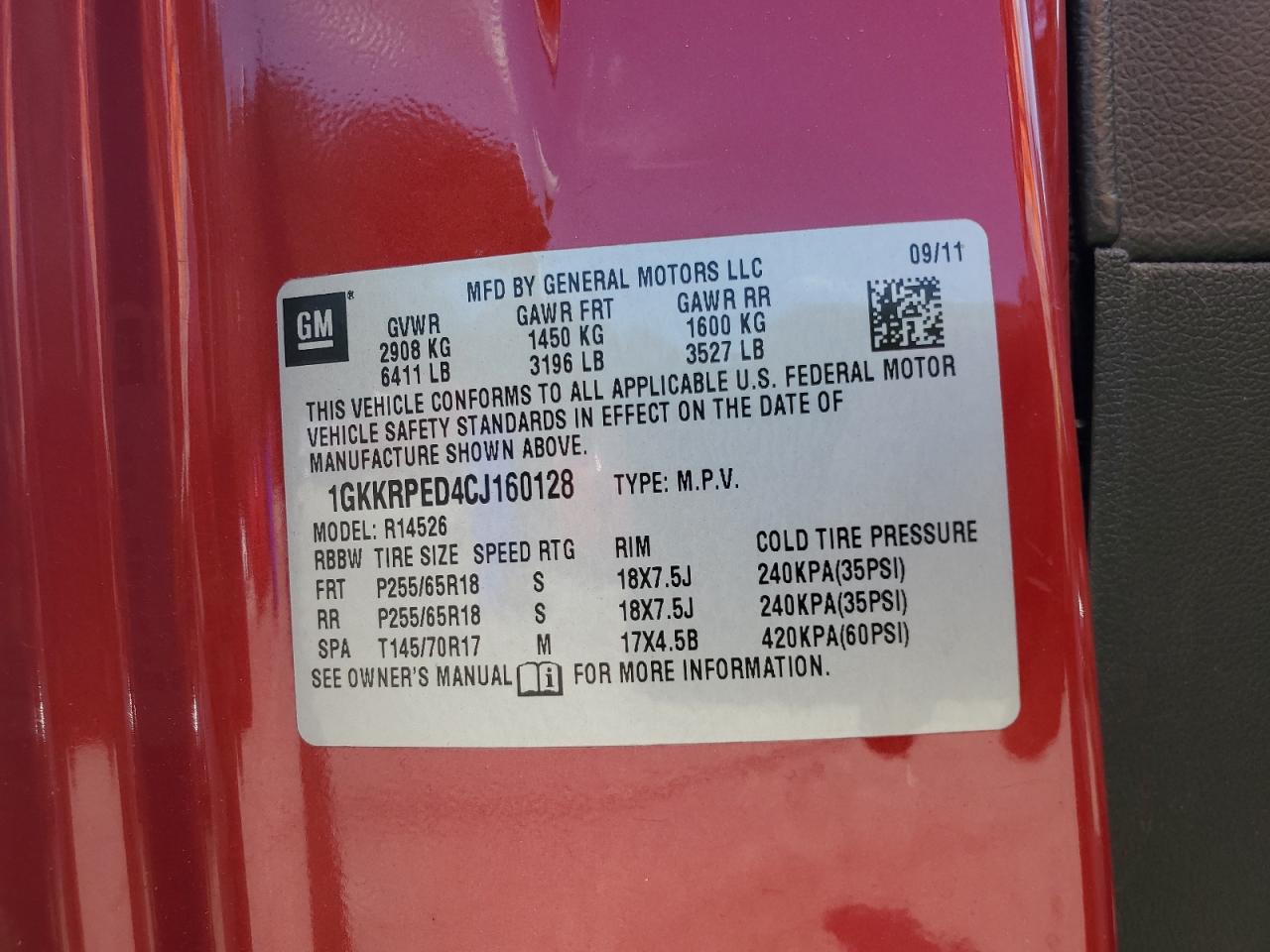 2012 GMC Acadia Sle VIN: 1GKKRPED4CJ160128 Lot: 80710545