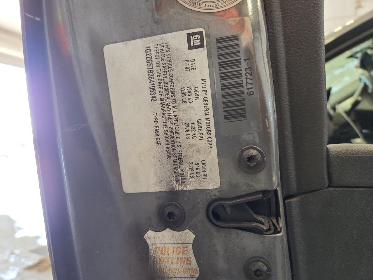 2008 Pontiac G6 Base VIN: 1G2ZG57B384105342 Lot: 71556675