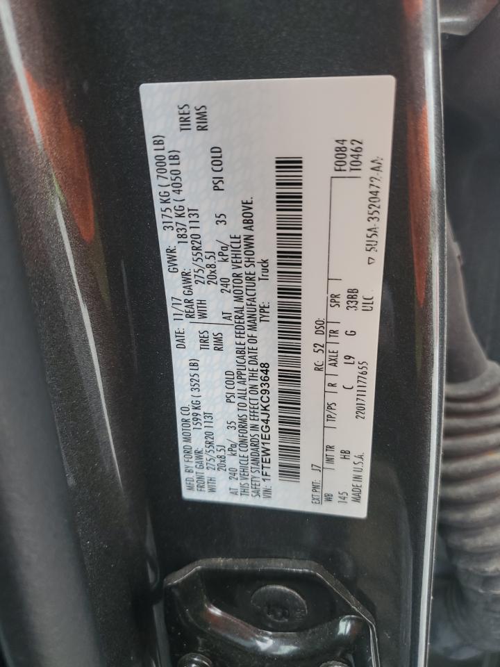 2018 Ford F150 Supercrew VIN: 1FTEW1EG4JKC93648 Lot: 72068725