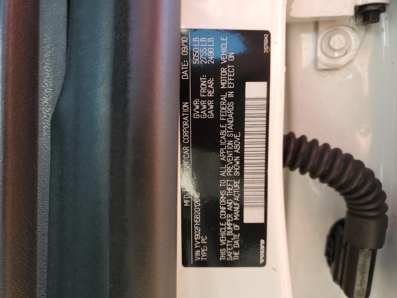 2011 Volvo S60 T6 VIN: YV1902FH5B2012016 Lot: 84044475