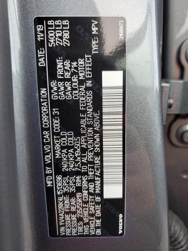 2020 Volvo Xc60 T6 Momentum VIN: YV4A22RK4L1513696 Lot: 84231905