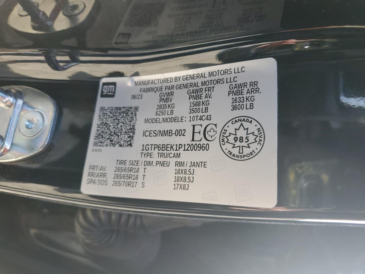 2023 GMC Canyon Elevation VIN: 1GTP6BEK1P1200960 Lot: 71226575