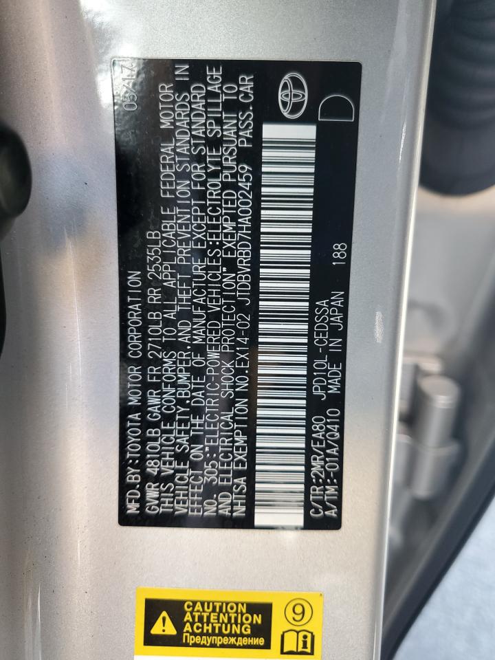 2017 Honda Uk VIN: JTDBVRBD7HA002459 Lot: 71695485