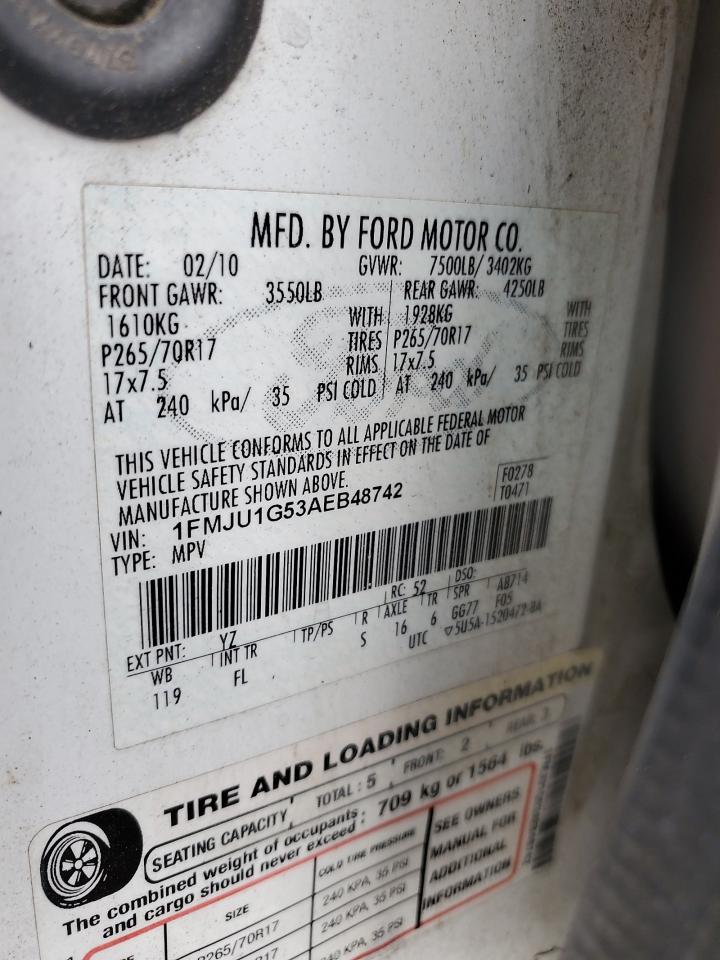 2010 Ford Expedition Xlt VIN: 1FMJU1G53AEB48742 Lot: 81100045