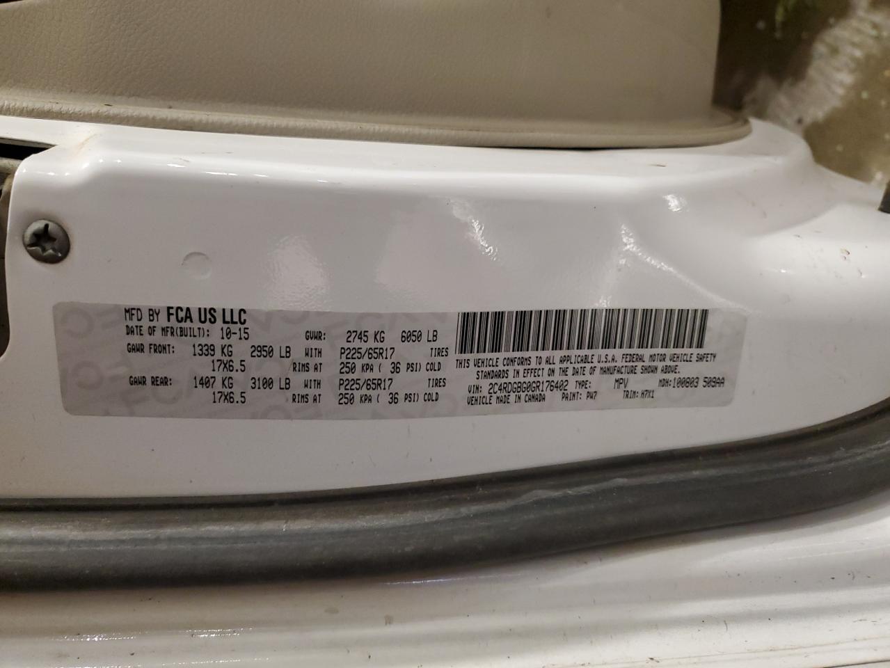 2016 Dodge Grand Caravan Se VIN: 2C4RDGBG0GR176402 Lot: 80325685