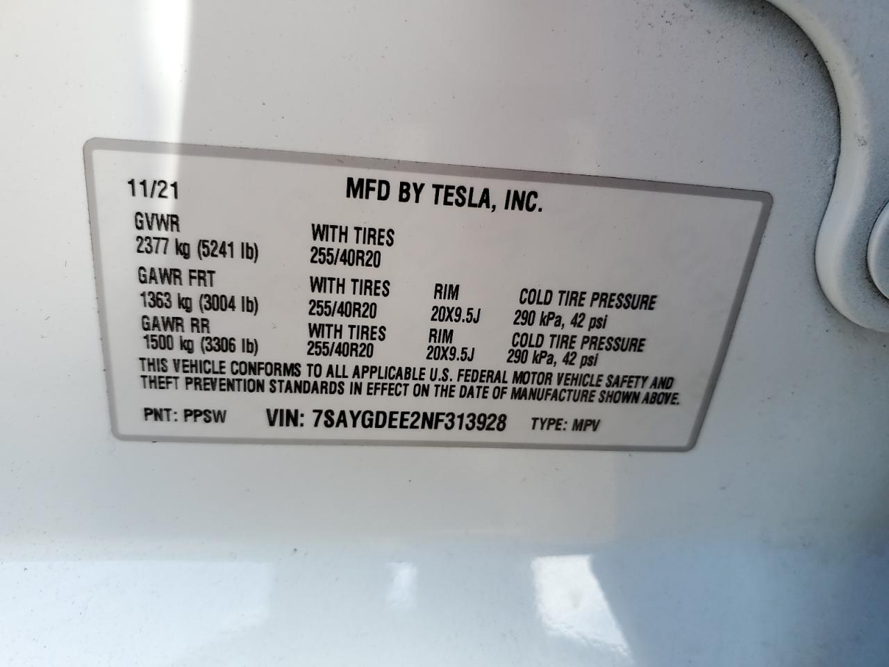 2022 Tesla Model Y VIN: 7SAYGDEE2NF313928 Lot: 70462395