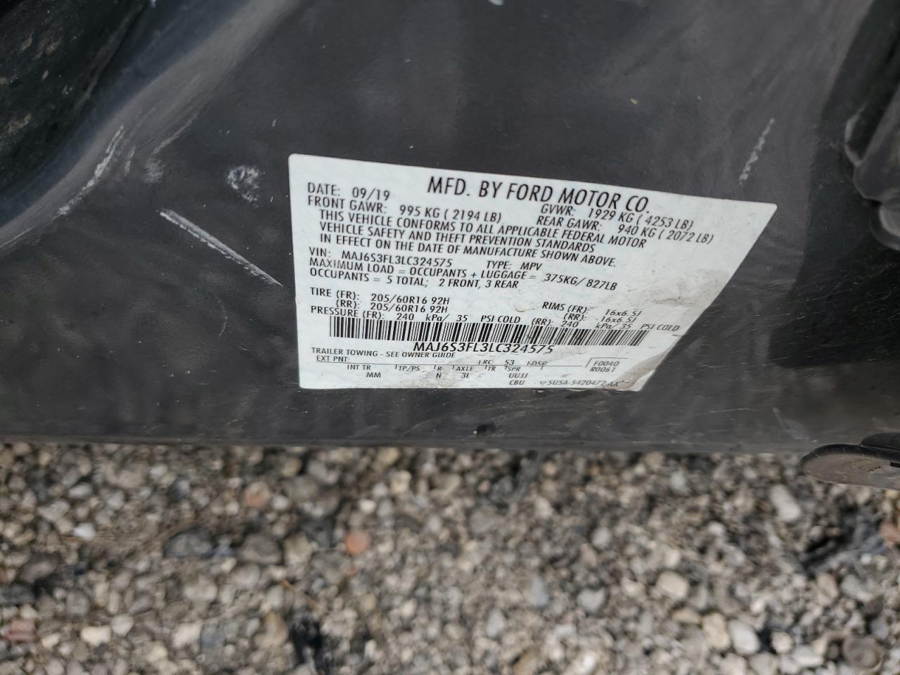 2020 Ford Ecosport S VIN: MAJ6S3FL3LC324575 Lot: 81683695