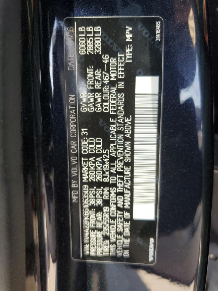 2016 Volvo Xc90 T6 VIN: YV4A22PK6G1063509 Lot: 80732455