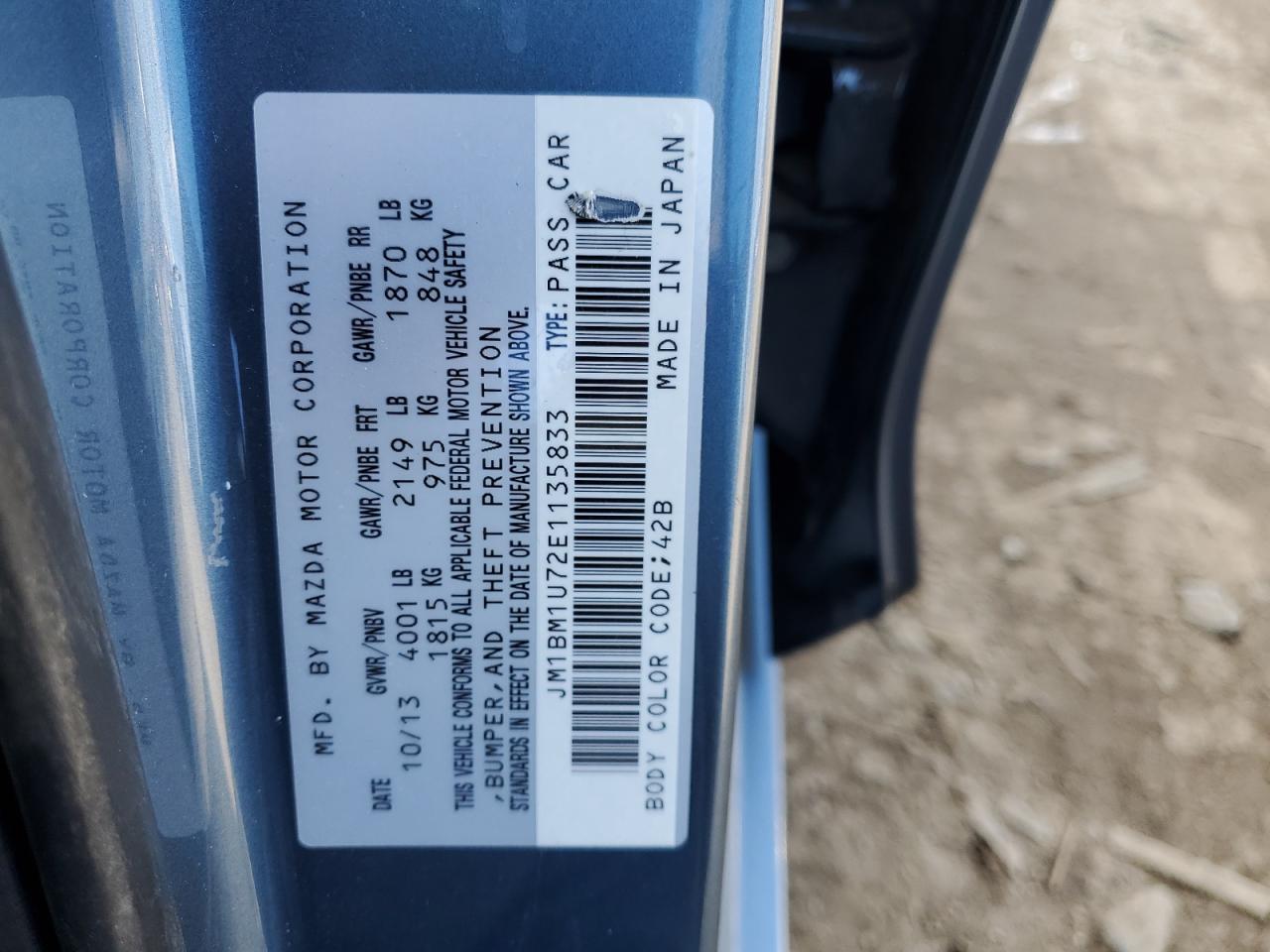 2014 Mazda 3 Sport VIN: JM1BM1U72E1135833 Lot: 84270655