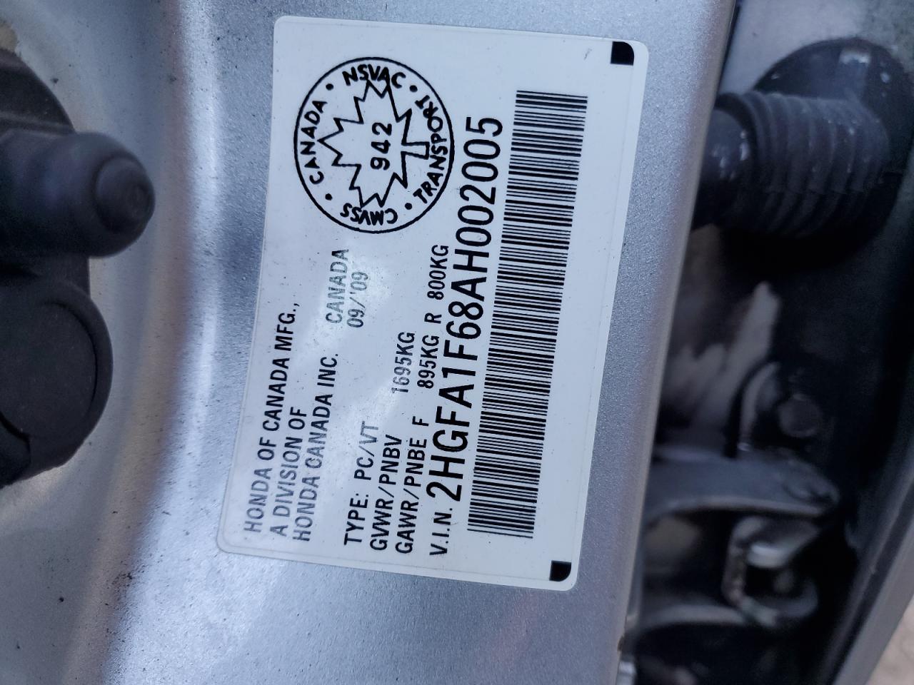 2010 Honda Civic Lx-S VIN: 2HGFA1F68AH002005 Lot: 84357835