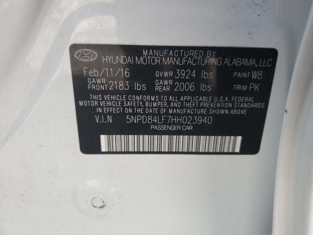 2017 Hyundai Elantra Se VIN: 5NPD84LF7HH023940 Lot: 81790695