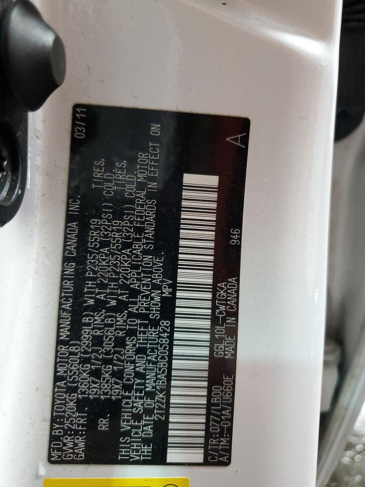 2011 Lexus Rx 350 VIN: 2T2ZK1BA5BC058428 Lot: 80861905