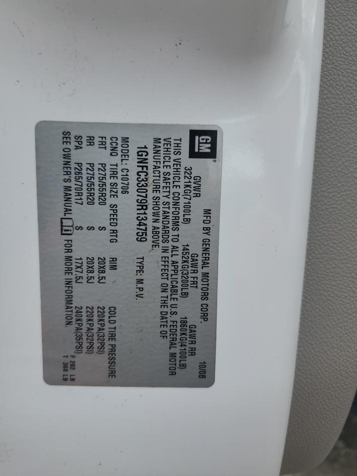 2009 Chevrolet Tahoe C1500 Ltz VIN: 1GNFC33079R134759 Lot: 81601295