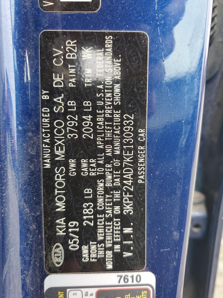 2019 Kia Forte Fe VIN: 3KPF24AD7KE130932 Lot: 82077095