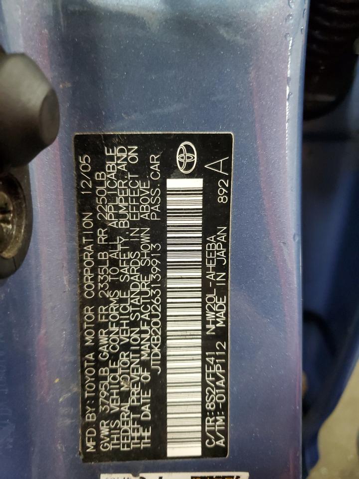 2006 Toyota Prius VIN: JTDKB20U263139913 Lot: 80757215