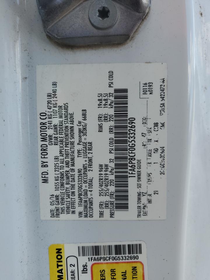 2016 Ford Mustang Gt VIN: 1FA6P8CF0G5332690 Lot: 71594085