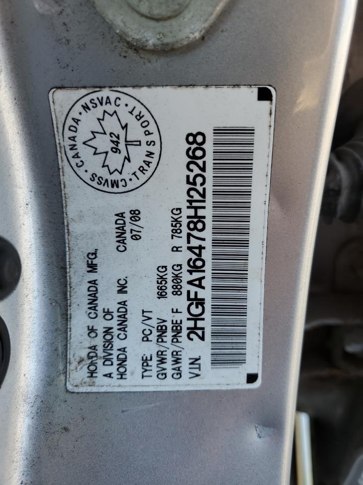 2008 Honda Civic Dx-G VIN: 2HGFA16478H125268 Lot: 68434135