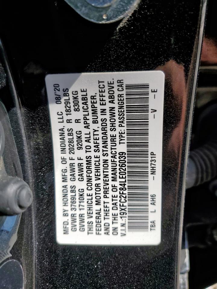 2020 Honda Civic Sport VIN: 19XFC2F84LE026039 Lot: 80481855