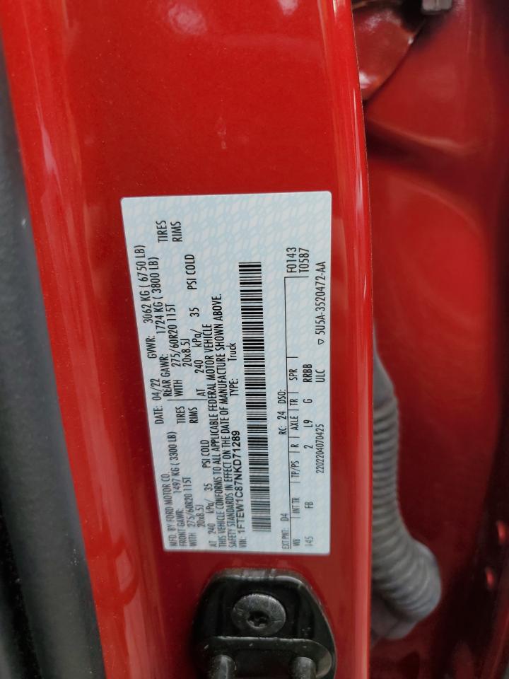 2022 Ford F150 Supercrew VIN: 1FTEW1C87NKD71289 Lot: 80261245